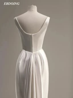 Newest Wedding Dress Sheath For Bride Satin  Scoop Neckline With Open Back Customized Plus Sizes Vestidos De Novias
