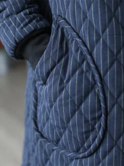 Women's Fleece Lined Thickened Long Cotton Jacket Loose Striped Hooded Coat Korean Style Winter Outerwear Casual Coat