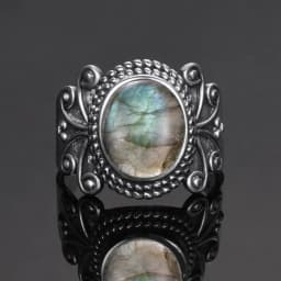 Silver Ring for Women Oval Round Natural Labradorite Ring Gift Sun Shaped Retro Luxury Fine Jewelry