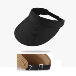 Women Ponytail Straw Sun Hat Wide Brim Visor Summer Adjustable Cap Sun Beach Foldable Hats