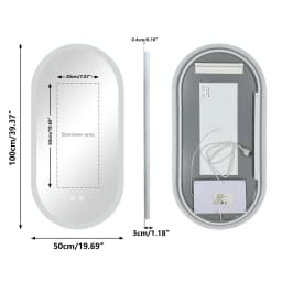 80/100/120CM Long Oval LED Bathroom Mirror Backlit Wall Mounted Illuminated Bathroom Vanity Mirror Memory Function Anti-Fog