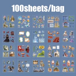 Mr Paper 100pcs/bag World Creation Series Stickers Gift Box Vintage European and American Style Stickers DIY Handbook Scrapbook