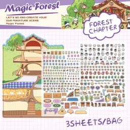 6Style 3Sheets/bag Fun World Stereoscopic Miniature PET Large Scenography Stickers DIY Handbook Scrapbook Photo Frame Notebook