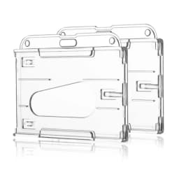 Transparent Double Cards Slots ID Tag Badge Holder with Badge Reel 2 Cards Storage Organizer Employee Pass Work Card Case Sleeve