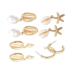 4 Pairs Bohemia Shell Starfish Dangle Earring Set For Women Summer Beach Pearl Conch Drop Earring Girls Boho Jewelry Accessories