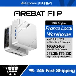 Firebat Mini PC F1 P AMD Ryzen 7 H 255 DDR5 16GB 24GB 512GB 1TB SSD Windows 11 Pro Desktop Mini Computer USB 4.0 Wi-Fi 6 BT 5.2