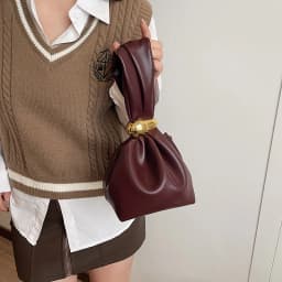 Design Mini PU Leather Dumpling Niche Clutch Bags for Women Fashion Knotted Female Retro Shoulder Bag Wrist Handbags and Purses