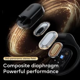 Open-Ear Headphones with Stable Comfort & Hi-Res Sound Pure Bass Boost Bluetooth 5.3 Earbuds OWS Wireless Headphones for Sports
