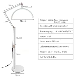 Andoer HD-M2X 20W Floor LED Video Light Half-moon Shaped Fill Light 3000K-6000K Dimmable with Metal Light Stand Phone