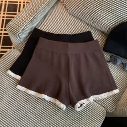 New Elegant Knitted A-Line Short Pants Soft Casual Pants High Waist Briefs Polyester Fiber High Waist Bum-Lifting Spring Season