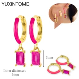 925 Silver Ear Needle Rose Red Hoop Earrings For Women Exquisite Water Drop/Flower/Heart Crystal Piercing Huggie Earring Jewelry