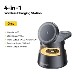Essager 4 in 1 Magnetic Wireless Charger Stand for iPhone 16 15 14 13 12 Apple Watch 9 8 Airpods Pro 15W Fast Charging Station