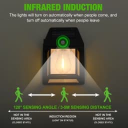 Solar-Powered Waterproof Outdoor Wall Light with Motion Sensor Tungsten Filament Garden Yard Decoration LED Lamp 3 Modes 1-4Pcs
