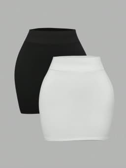 Plus Size Women's 2 Piece Bodycon Mini Skirt Set High Waist Stretch Casual Skirts