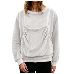 Women Fall And Winter Casual Plush Solid Color Pet Pocket Crew Neck Hoodless Sweatshirt Funny Jogging Suits Women Petite