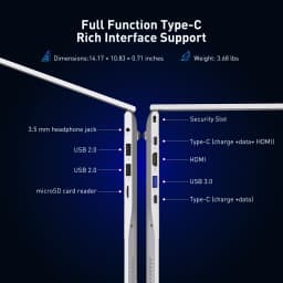 15.6" Fhd Ips Laptop with Amd Ryzen 3 3250C (up to 3.5Ghz), 16Gb Ram, 512Gb M.2 Nvme Ssd, Windows 11 Pro, Wifi 6, Bluetooth 5.3, Dual Type-C, Hdmi, Pc for Office & Study