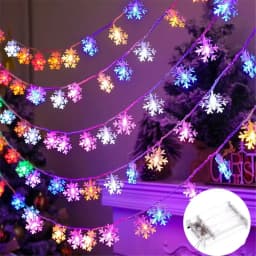 Snowflake Lights String LED Festoon Light Battery Christmas Tree Light Aesthetic Room Decoration Wedding Party New Year's Decor