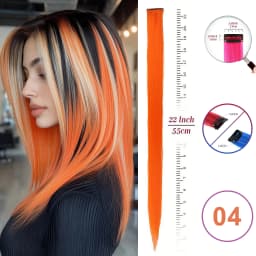 VEYDA Colored Party Highlights Clip in Hair Extensions for Girls 22 Inches Omber Colors Straight Hair Synthetic Hairpieces