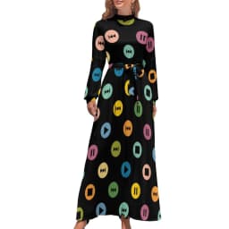 White Music Notes Dress Note Worthy Print Sexy Maxi Dress Aesthetic Bohemia Long Dresses High Waist Pattern Clothing