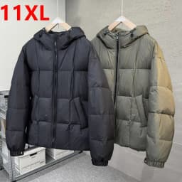 Plus Size White Duck Down-Filled Winter Coat for Men Baomuan New Style Loose Hooded Fashion Versatile Jacket 170kg 11XL