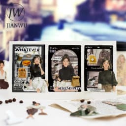 JIANWU Falling Into Summer Series Vintage Character Landscape Material Collage Scrapbook Sticker Creative DIY Journal Stationery