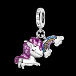 Silver Plated Purple Charms Flower Butterfly Dangle Charm Beads Fit Original Bracelet Diy Pendants