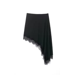 Willshela Women Fashion Solid Lace Hem Asymmetrical Mini Skirt Vintage High Elastic Waist Female Chic Lady Skirts