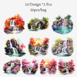4Style 20Pcs/bag Paper and Ink Mountain Stream Series Sticker Pack for DIY Handbook Notebook Photo Frame Scrapbooking Decoration