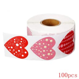 50-500pcs Red Heart Shape Labels Valentine's Day Paper Packaging Sticker Candy Dragee Bag Gift Box Packing Bag Wedding