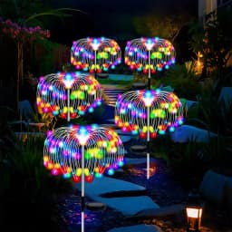 Solar Starburst Firework Stake Lights 60-420LED 8 Modes Waterproof IP54 Rating Garden Yard Pathway Warm White White Colorful Day