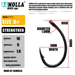 50pcs Carp Fishing Hooks PTFE Coating High Carbon Stainless Steel Barbed Hooks Curved Wide Gape Barbed Strengthen Carp Hook