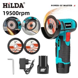 HILDA 12v Mini Angle Grinder 3 inch Cordless Power Tool For Cutting Diamond Polishing And Grinding Rechargeable Angle Grinder
