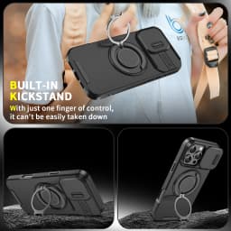 Heavy-duty Rugged Magnetic Stand Case For iPhone 18 17 Air 16 E 15 14 13 12 Pro Max Plus Slide Camera Protect For Magsafe Cover