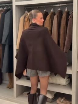 HH Women's New Fashion Versatile Solid Stand Collar Knitted Cape Coat Female Casual High Street Asymmetric 3-Colors Jacket Mujer