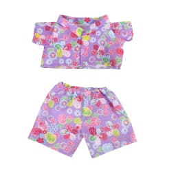 42cm Plush Bear Clothes Cartoon Print Shirt & Shorts Set, Casual Summer Outfit for 16-18 Inch Teddy Bear & Plush Dolls Toy Gift