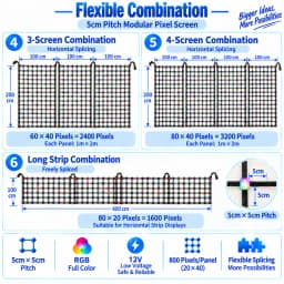 DC12V 5cm Spacing 1M (20 Pixels) * 2M (40 Pixels) Addressable RGB Intelligent Bold LED Pebble/Seed Flexible Matrix Grid Screen