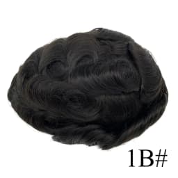 Q6 Men's Toupee Lace & PU Base Human Hair System Unit Durable Male Hair Prosthesis Wig for Full Coverage Hair Loss