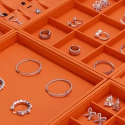 Oirlv New Luxury Orange Leather Stackable Jewelry Tray Jewelry Drawer Organizer Trays Rings Earrings Storage Display Props