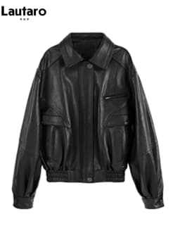 Lautaro Spring Autumn Cool Retro Waterproof Distressed Brown Pu Leather Jackets for Women Zipper Maillard Style Clothes 2024