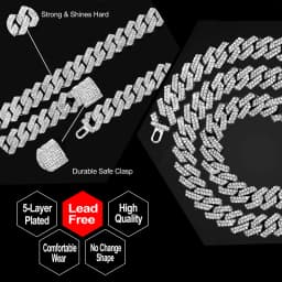 14mm Iced Out Prong Cuban Link Chain Necklace for Men Women 2 Row Rhinestone Paved Miami Rhombus Hip Hop Jewelry Wholesale