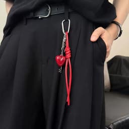 Fashionable Keychain Handmade Key Knot Keyring Heart Bag Pendant Versatile Phone Charm Hanging Accessory Gift