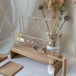 Brass Walnut Jewelry Display Rack Combination Earrings Holder Stud Earrings Hanger Necklace Storage Rack Jewelry Display Stand