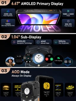 Ulefone Armor 29 Pro 5G AI Rugged Phone 21200mAh 120W 64MP Night Vision 6.67" 120Hz 512GB ROM Mobile MTK Dimensity 7400