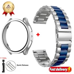 Metal Starp+Case for Samsung Galaxy Watch6 Classic 43mm 47mm PC Case for Galaxy Watch6 5 40mm44mm Stainless Steel Bracelet Strap