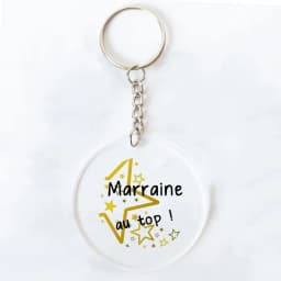Best Godmother In World Print Keychain Circle Monogram Acrylic Keyring Fashion Key Chain Festive Birthday Gifts for Marraine