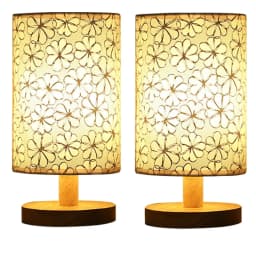 2/1PC Solid Wood Night Lamp Linen Table Lamp LED Desk Lamp Eye Protection Nightstand Lamp USB Powered Beside Lamp Bedroom Decor
