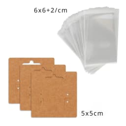 50 Pcs 5x5cm New Pattern Hangable Earrings Jewelry Display Paper Card With Or Without Bags Wholesale Packaging Business Supplier