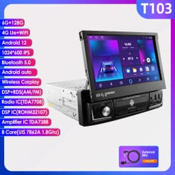 1 Din 7" Carplay Android 12 Car Radio For Universal Head Unit Retractable Screen Multimedia Video Player GPS Navi USB RDS