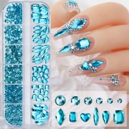 Nail Art Rhinestones Kit 2400pcs Nail Gems Ab Flatback Rhinestones Gems Stones with Storage Organizer for Design Bright Holiday