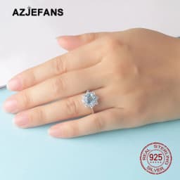 AZJEFANS 925 Sterling Silver Top Quality Snowflake Necklaces Earrings Rings Gifts Fine Jewelry